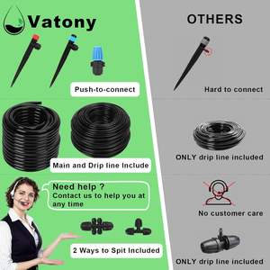 Arroseur réglable KC-003 Noir 0,1-0,4 Mpa Système d'irrigation goutte à goutte Dispositif d'arrosage extérieur - Product Image 5