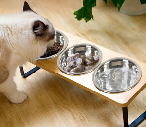 Yüksek kaliteli orijinal katı anti-kusma yükseltilmiş besleme dağıtıcı paslanmaz çelik Pet kedi kase Pet kediler köpekler besleyici tutucu - Product Image 1