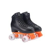 Patins à roulettes professionnels réglables à 4 roues, roues en PU, roulements en acier chromé, doublure en microfibre, extérieur, blanc et orange