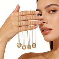 Collares con Colgante de Cristal de Múltiples Formas SongYi para Mujer, Corazón, Flor, Cuadrado, Redondo, Cadena Delicada, Joyería de Moda