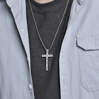 Liontin Salib Viking Kristen Nordik Punk dari Baja Anti Karat, Perhiasan Kalung Rune Fashion untuk Pria, Grosir Religius