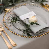 Assiettes rondes de luxe pour fêtes et mariages, assiettes à dessert en plastique transparent avec bordure dorée