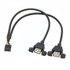 Cable de extensión USB DuPont de 9 pines a doble puerto, conector de placa base moldeado a alta presión con cable de cobre de paso de 2,54 mm - Product Image 4