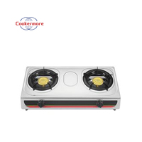 Cuisinière à double combustible avec plaque de cuisson à gaz à 2 brûleurs en acier inoxydable Hotte de cuisinière à économie d'énergie pour VR Appareils ménagers Table de cuisson à gaz