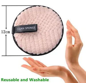 Tampons démaquillants réutilisables pour le visage OEM Chiffon en microfibre doux nettoyant lavable Tampons éponge de nettoyage pour les soins de la peau