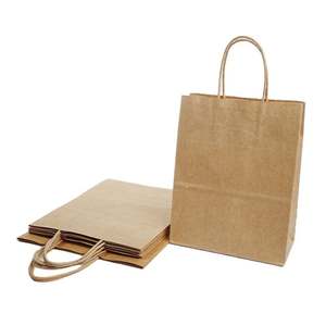 Sacs d'épicerie en papier kraft écologiques personnalisés en gros avec logos imprimés - Product Image 1