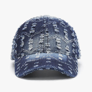 Casquettes de baseball en jean déchiré et usé avec logo personnalisé, style Dad Hat, pour le golf et le tennis - Product Image 2