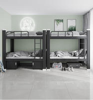 Lit de Dortoir en Acier à Montage Facile avec Armoire pour Adultes pour Appartement Scolaire