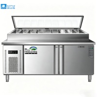 Table de préparation réfrigérée commerciale pour salades et pizzas avec refroidissement par air, capacité 500L, pour bar à salades, pizzeria et sandwicherie