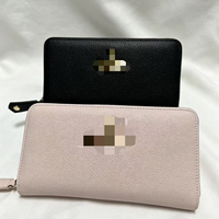 Dompet Bahan PU dengan Resleting Portabel Motif Leci yang Indah