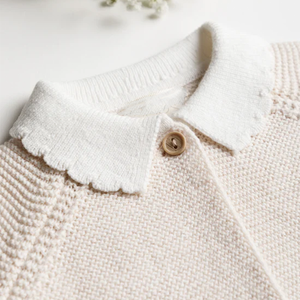 Cardigan en tricot à col festonné en pur coton pour bébé <span class=keywords><strong>Manteau</strong></span> en tricot pour enfants printemps et automne - Product Image 2