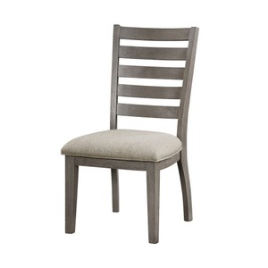 Trea 23 Inch Tufted Side Dining Chairs Set of 2 <b>Ladder</b> Back Gray Beige Cushioned Seat for Living Room Bedroom Office Furniture - Product Image 5