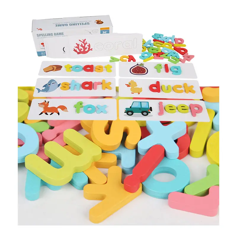 تصميم جديد 3D خشبية أحرف أبجدية للأطفال لعبة تعليمية مطابقة للحروف الأبجدية ألعاب هجاء الكلمات