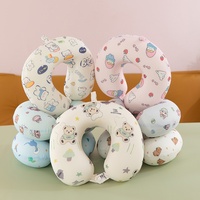 Oreiller transfrontalier d'été en mousse à mémoire de forme en forme de U, en soie glacée, avec motifs mignons d'ours de dessin animé, pour le soutien du cou, idéal pour les étudiants, les siestes, les voyages et le bureau