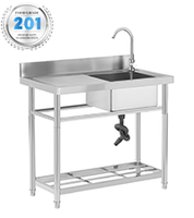 Éviers debout libres commerciaux Évier de restaurant 201/304 Fabrication de cuisine commerciale en acier inoxydable de qualité alimentaire