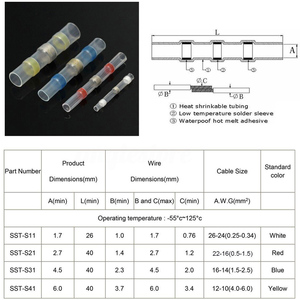 Connecteurs de fils électriques isolés et étanches SSTS Easy Heat Welding, manchons de soudure thermorétractables - Product Image 6