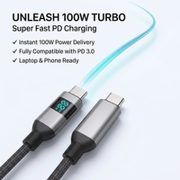 Cable Tipo-C TKT en Oferta, Cable de Sincronización de Datos USB-C con Pantalla LED Inteligente Mejorada, Cargador PD de Alta Velocidad de 100 W para iPad y Android