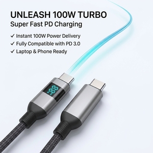 TKT 热销 Type-C 数据线升级版智能 LED 屏幕 100W 高速 PD 充电器 USB-C 数据同步线 适用于 iPad 和 Android - Product Image 2