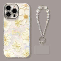 Coque de téléphone portable en acrylique avec motif coquillage et impression florale style peinture à l'huile pour iPhone 11 12 13 14 15 16 17 Pro Max Air