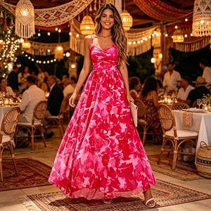 Abito <span class=keywords><strong>da</strong></span> donna europeo e americano di tendenza 2026, vestito lungo floreale estivo con spalline sottili, abito <span class=keywords><strong>da</strong></span> sera stile bohémien per feste - Product Image 3