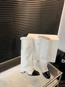 סגנון צרפתי עגול צבע הבוהן חסם מגפיים עם רב-תכליתיים ועבים הברך מגפיים מעור אמיתי עור לנשים - Product Image 3