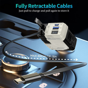 Best Sell Product 100W Retractable 4 in 1 USB Type C <strong>Multi</strong> Super Fast Car <strong>Charger</strong> for Iphone <strong>Charger</strong> Adapter 80cm Cable Charge - Product Image 3