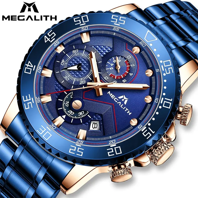 New Trends Unique MEGALITH Men's Digital Custom Design New Luxury Wrist Private Label Chronograph Quartz for Men Wristwatch