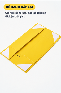 Caja de Regalo Plegable de Cartón Amarillo de Lujo con Lazo de Cinta Grosgrain Negra para Cosméticos y Cuidado de la Piel - Product Image 3