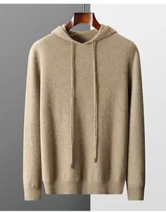 Suéter de lana de invierno Sudadera con capucha para hombre Cárdigan con capucha informal sin costuras Suéter para hombre Sudadera de punto de color sólido Estándar 12gg