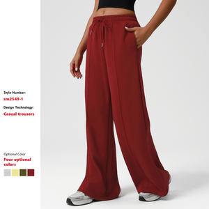 XW-sm2549-1 fascia elastica a <span class=keywords><strong>vita</strong></span> alta per sport all'aria aperta <span class=keywords><strong>pantaloni</strong></span> larghi Casual Casual a gamba larga da donna - Product Image 2
