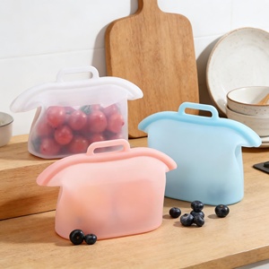 <b>Large</b> Reusable Travel Bread Fresh-Keeping Container Set Refillable Transparent Eco-Friendly Silicone Food <b>Storage</b> <b>Bags</b> - Product Image 1