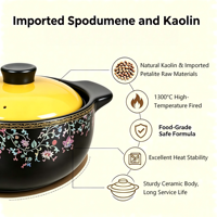 Casserole en céramique durable de 1,6 L, résistante aux hautes températures, antiadhésive, compatible lave-vaisselle, compatible cuisinière à gaz, écologique, neuve