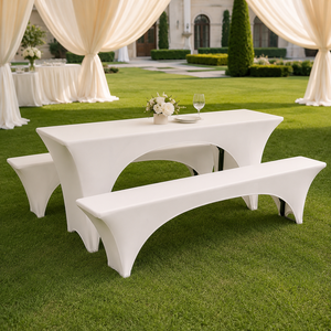 Stretch Beer Table <b>Bench</b> and Picnic Cover Set for Tent Rental Festivals and Wedding Banquet Projects - Product Image 1