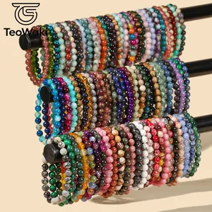 TeoWaki Gelang Elastis Manik-manik Batu Alam Bulat Pilihan Warna Beragam Perhiasan Fashion Harian Dapat Ditumpuk Hadiah Terbaik Liburan 19cm - Product Image 1