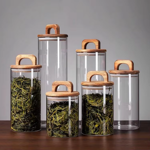 Contenedores de Vidrio para Almacenamiento de Alimentos de Alta Transparencia al por Mayor, con Tapa de Vidrio, Diseño Moderno, Empaquetados en Cartón para Uso en la Cocina - Product Image 1