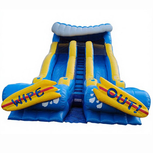 Toboggan gonflable à double voie Wipeout Wave, toboggan gonflable Wipe Out, château gonflable, toboggan aquatique commercial pour location - Product Image 1
