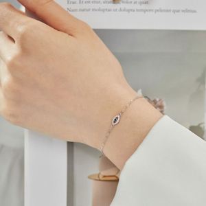 Dylam Stylish Women Fine Jewelry <b>Bangle</b> <b>Bracelets</b> 925 Sterling <b>Silver</b> Evil Blue Eye Sapphire 5A Zirconia Link Chain <b>Bracelet</b> - Product Image 3