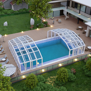Abri de <span class=keywords><strong>piscine</strong></span> coulissant automatique motorisé en verre trempé pour toit plat, véranda, serre - Product Image 1