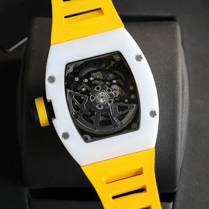 Top-Notch Men's Skeleton Mechanical <b>Watch</b>, White Ceramic Tonneau Case, Scratch Resistant Sport Automatic <b>Watch</b> - Product Image 5