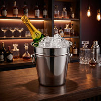 Seau classique en acier inoxydable poli miroir chromé, écologique, certifié CE, pour vin, bière, cocktail, 21 cm