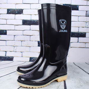 Bottes de pluie hautes pour hommes Jun Jing, noires, imperméables, antidérapantes, chaussures de travail - Product Image 3