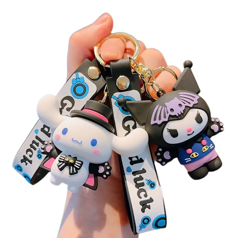 Mới đến Kawaii Kitty Keychain cinnamoroll kuromi 3D phim hoạt hình Silicone Keyring cho chìa khóa xe Túi Quà Tặng Ba lô mặt Dây Chuyền Di động