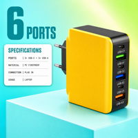 Bloc chargeur USB C 6 ports multi-appareils, adaptateur secteur rapide 3C 3A pour la famille, les voyages, l'école, les accessoires d'ordinateur portable