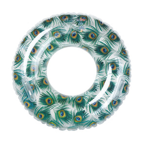 Children Swim Ring <b>Inflatable</b> PVC Thickened Anti Tipping With Handle For Water Sports Cartoon Pattern Round Shape - Product Image 2