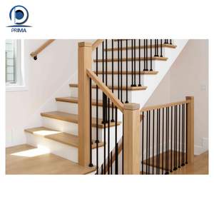 Diseño de escalera recta Prima <span class=keywords><strong>con</strong></span> iluminación de escalón <span class=keywords><strong>LED</strong></span> <span class=keywords><strong>Escaleras</strong></span> modernas personalizadas Escalera de barandilla de poste Delgado - Product Image 2