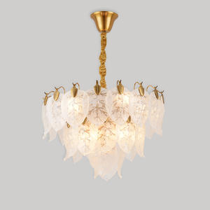 Candelabro de hojas de cristal LED personalizado Villa boda sala de estar diseño artístico de moda interruptor Control remoto ALIMENTACIÓN DE CA - Product Image 2