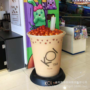 Sculpture en fibre de verre en forme de tasse de bubble tea Jia Hua pour la décoration d'entrée de centre commercial - Product Image 3