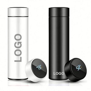 Bouteille d'eau intelligente personnalisée avec logo, 500 ml, bouteille thermique numérique, double paroi en acier inoxydable, thermos isolé sous vide, gourde isotherme - Product Image 1