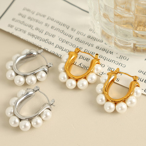 Pendientes de Perlas en Forma de U, Oro y Plata, Perlas Blancas de Grado AA, para Uso Diario - Product Image 3