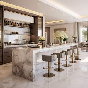 Conjunto de Mesa de <span class=keywords><strong>Bar</strong></span> con Encimera de Mármol - Lujo Moderno con Iluminación LED y Estantes de Almacenamiento para <span class=keywords><strong>Bar</strong></span> en Casa, Hotel/Villa, Interior Comercial - Product Image 3